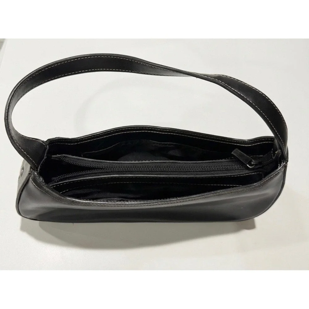 Kenneth Cole Reaction Black Baguette Shoulder Bag Y2K Faux Leather Vintage